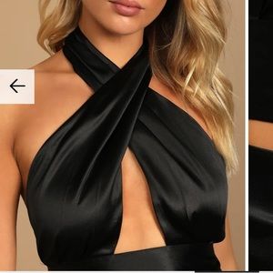NEW Truly Stunning Black Satin Halter Crop Top